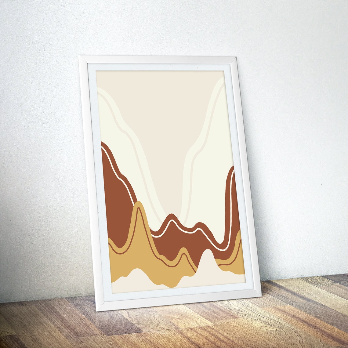 Flowing Canyon Waves in Warm Neutral Tones Abstract Art Poster - Image 4