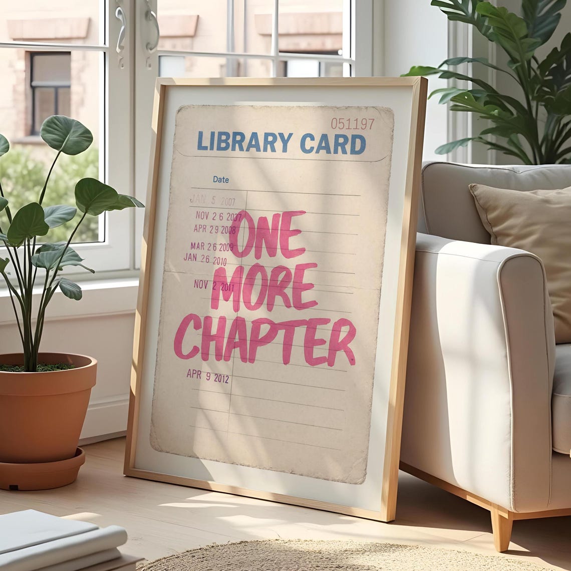 Retro Library Card One More Chapter Book Lovers Quote Poster