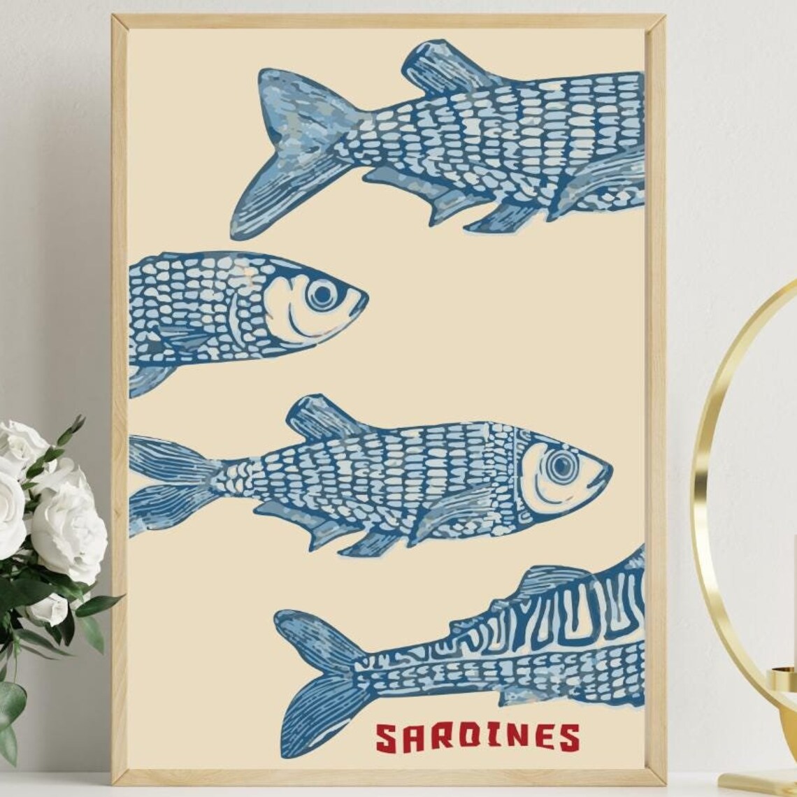 Vintage Sardine Tin Print, Eclectic Kitchen Art
