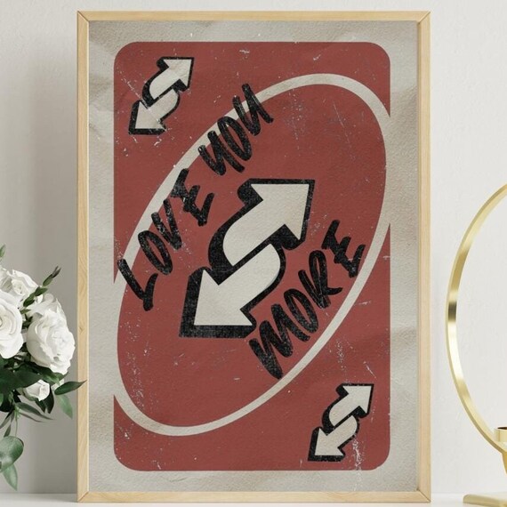Love You More Playing Card Reverse Arrow Retro Valentine Poster