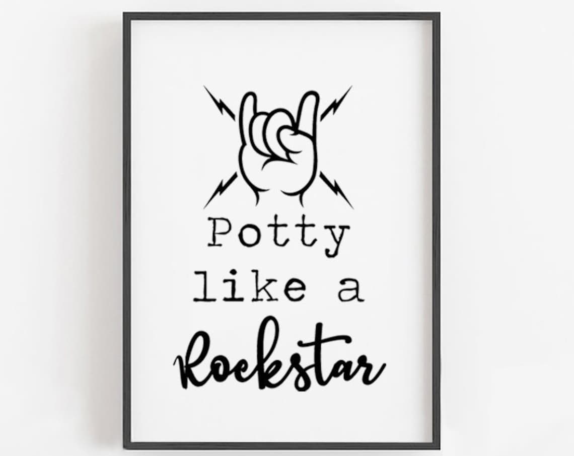 Potty Like A Rockstar Funny Bathroom Wall Art