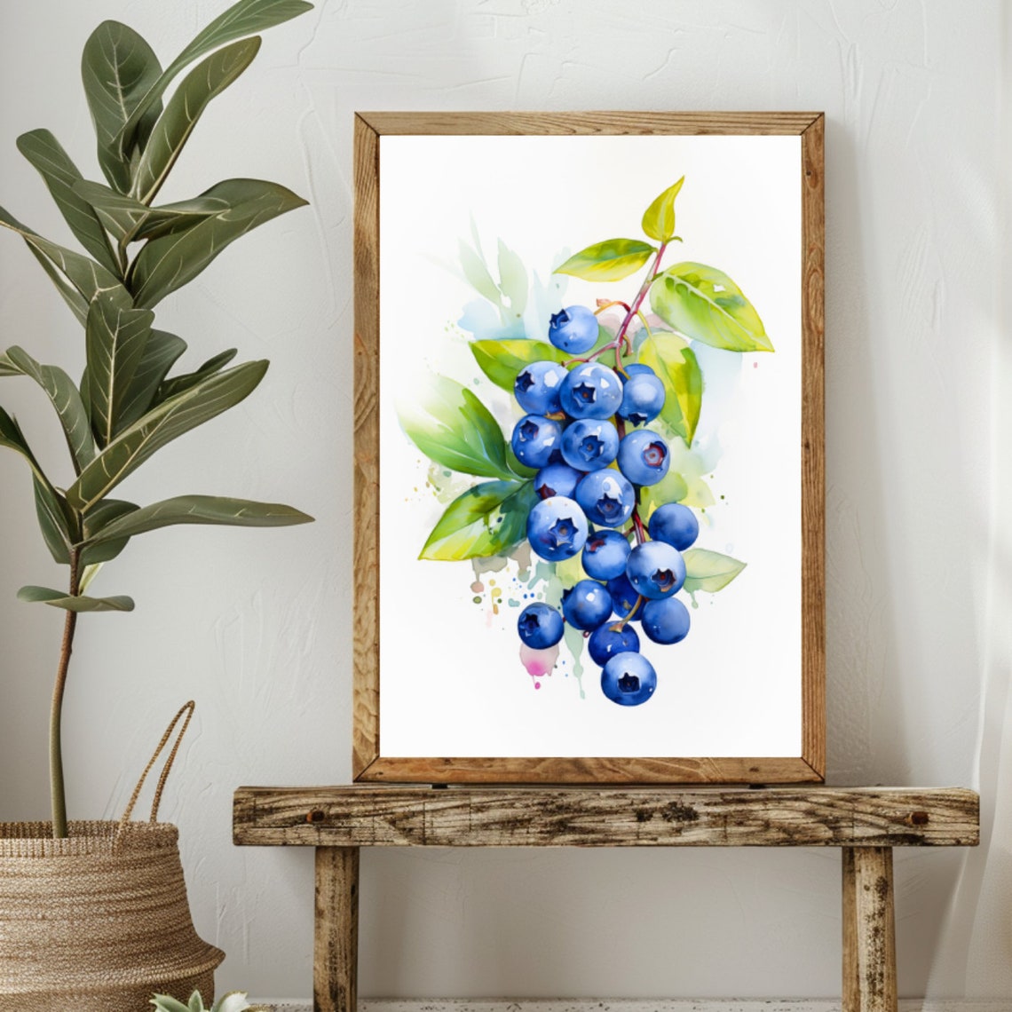 Blueberries Watercolor Art Print, Kitchen Fruit Decor - Image 3