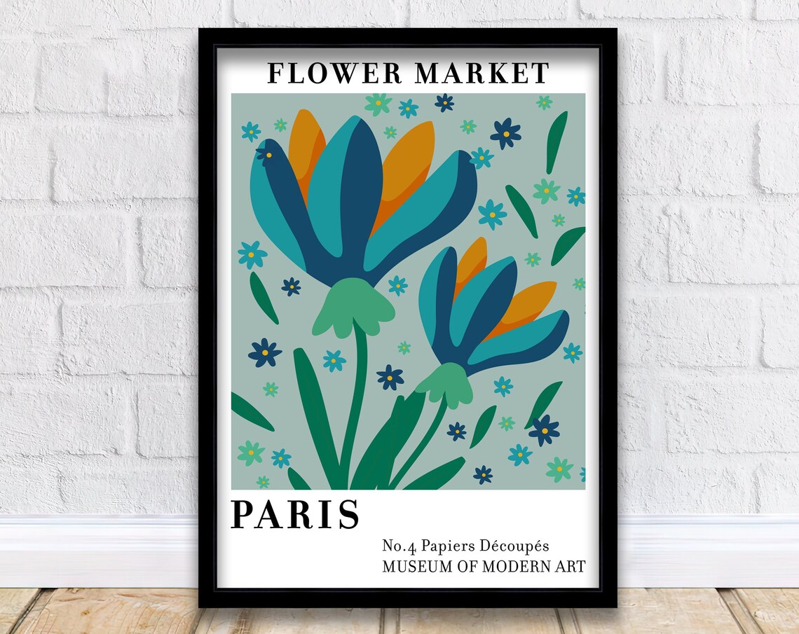 Elegant Paris Flower Market No4 Modern Bloom Botanical Art Poster