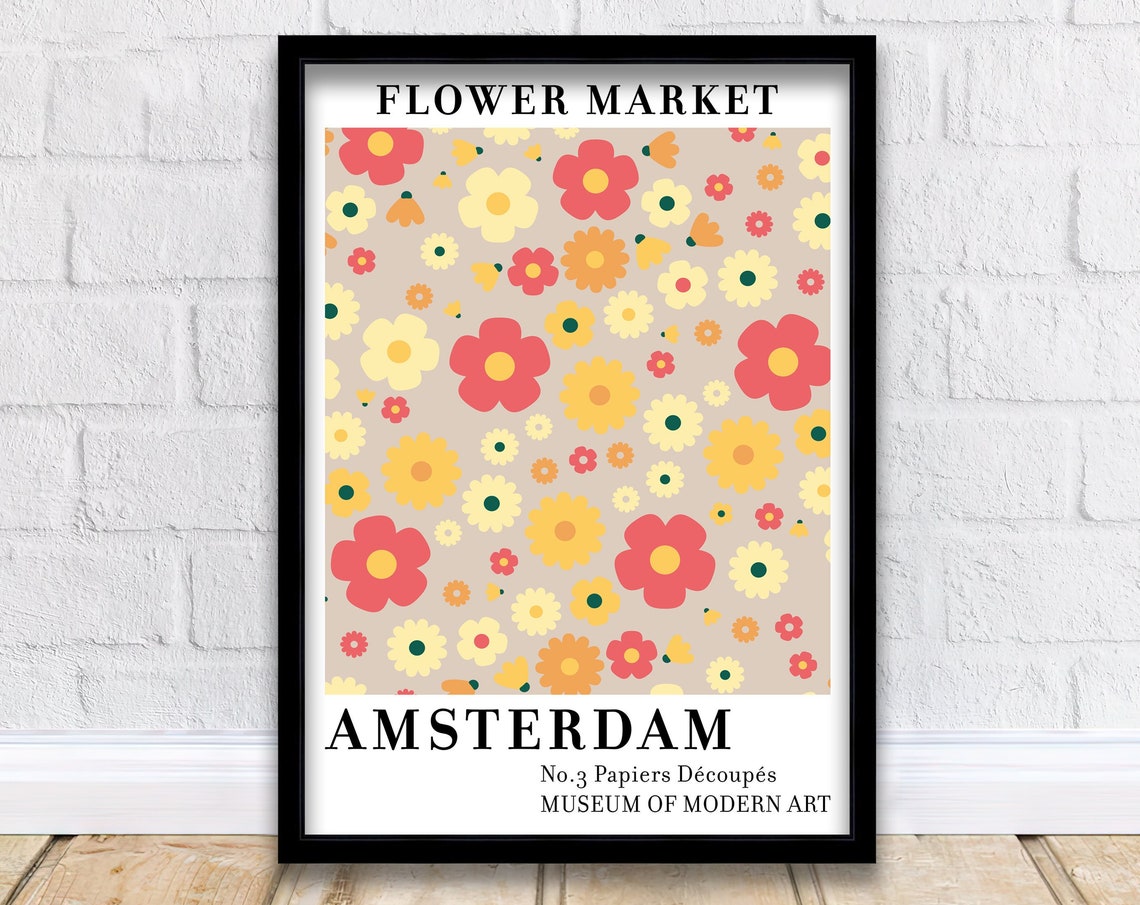 Sweet Amsterdam Flower Market No3 Retro Floral Pattern Poster