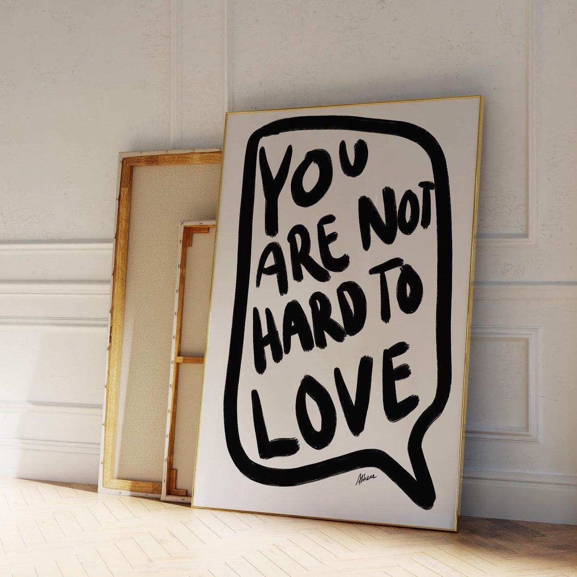 You Are Not Hard To Love Hand Lettered Self Love Quote Poster