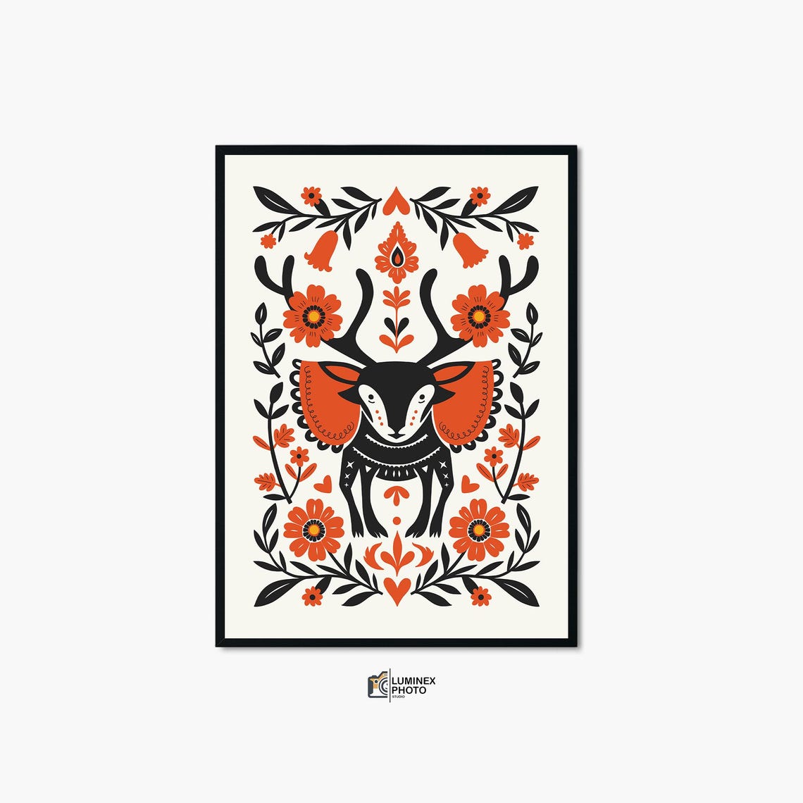 Instant Art Illustrationnordic Deer Print Abstract Scandinavian Wall