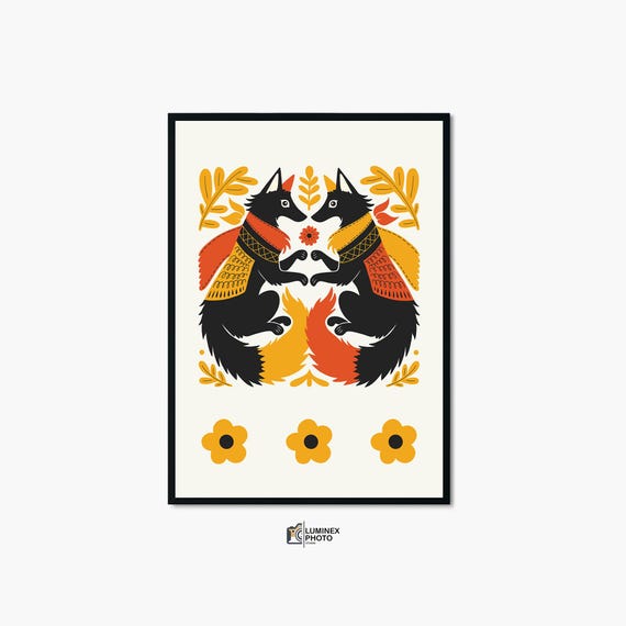 Instant Art Illustrationnordic Abstract Fox Photography Print Scandinavian Wall
