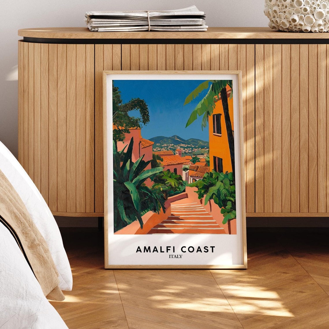Amalfi Coast Art Print Italian Cityscape Mediterranean Travel Poster