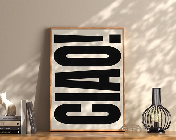 Ciao Glass Wall Art Print Vintage Bar Cart Retro Aesthetic Kitchen Decor Poster Apartment Funky Decor Instant