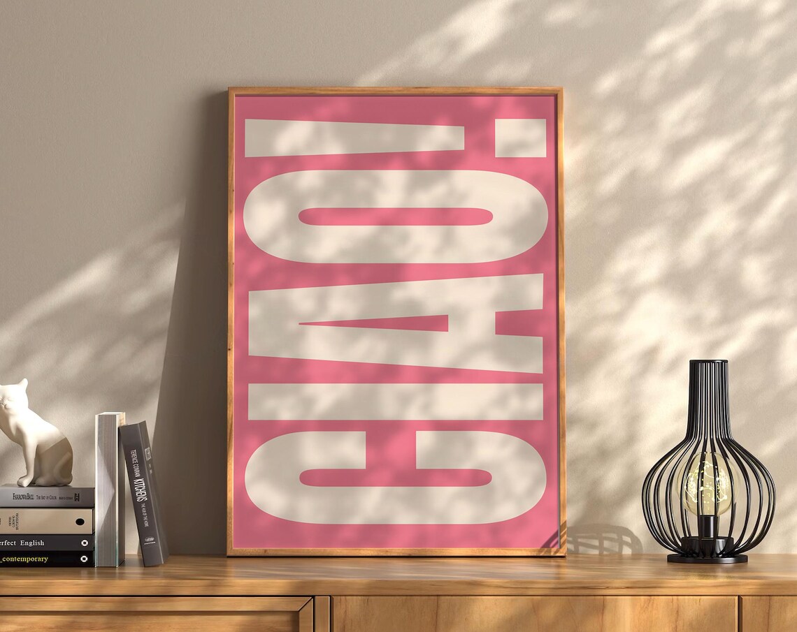 Ciao Pink Bold Typography Italian Kitchen Bar Cart Aesthetic Poster - Image 3