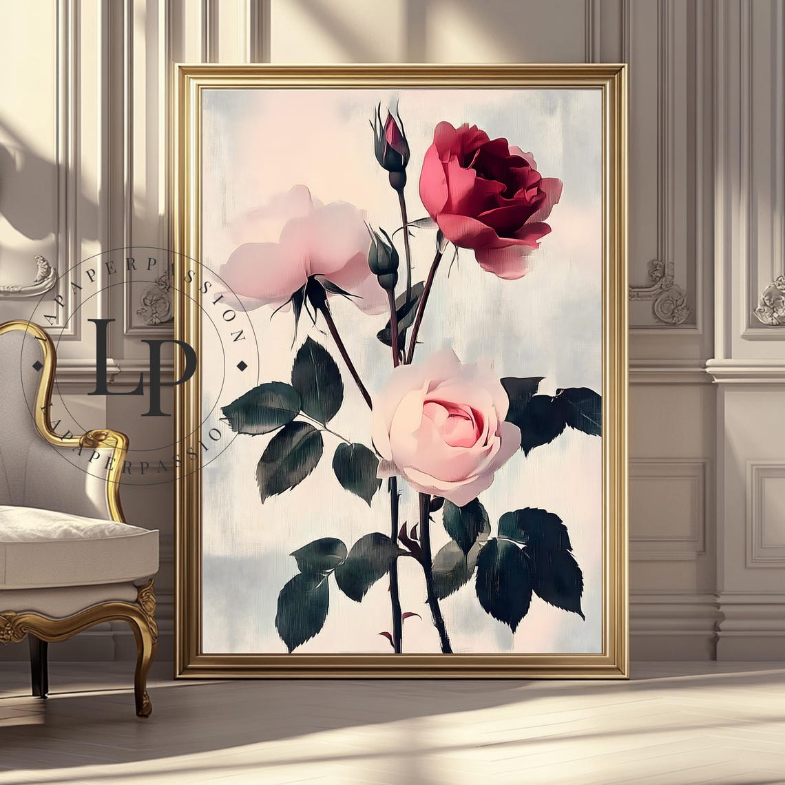 Vintage Floral Rose Art Print Still Life With Roses Antique Flower Painting Rose Wall Art Print Rose Painting Pink Flower Print