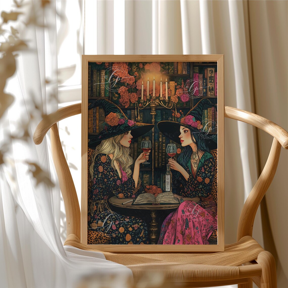 Best Friends Witch Art Print, Witchy Friendship Decor - Image 2