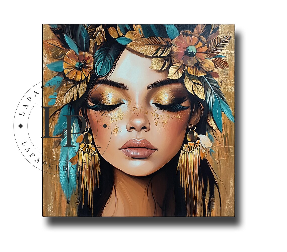 Floral Silhouette Woman Portrait, Maximalist Decor - Image 5
