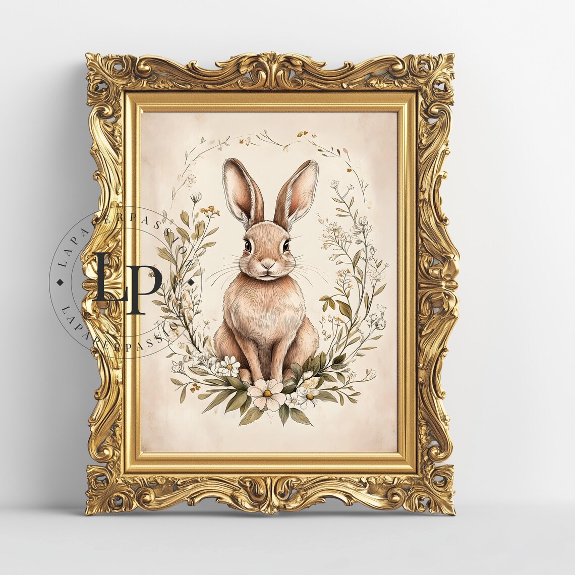 Vintage Easter Bunny Art Print, Cottagecore Nursery Decor - Image 4