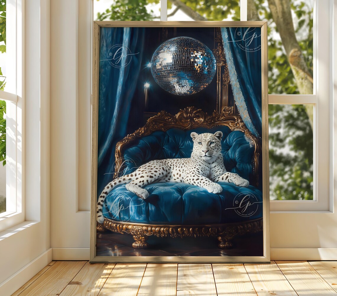 Leopard Print Disco Ball, Maximalist Poster