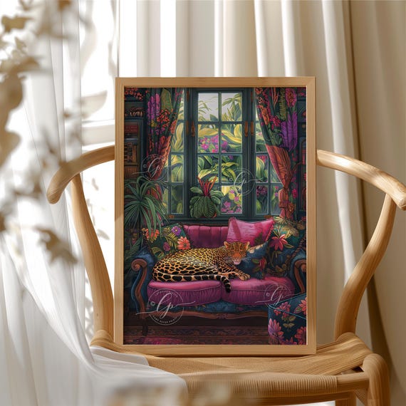 Colourful Leopard Print Wall Art, Eclectic Maximalist