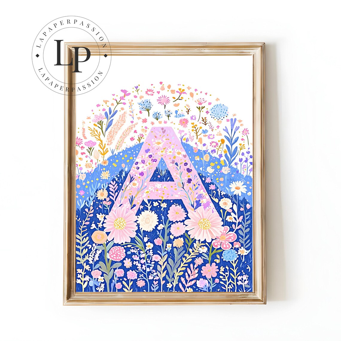 A Initial Floral Bloomcore Watercolor Art Print