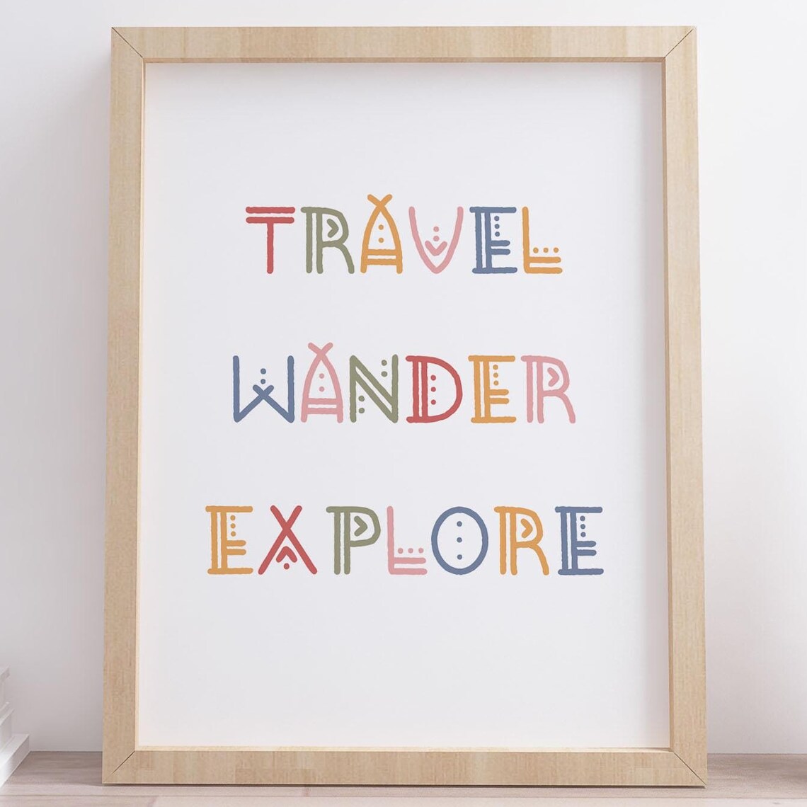 Travel Wander Explore Quote Poster Colorful Lettering Adventure Decor