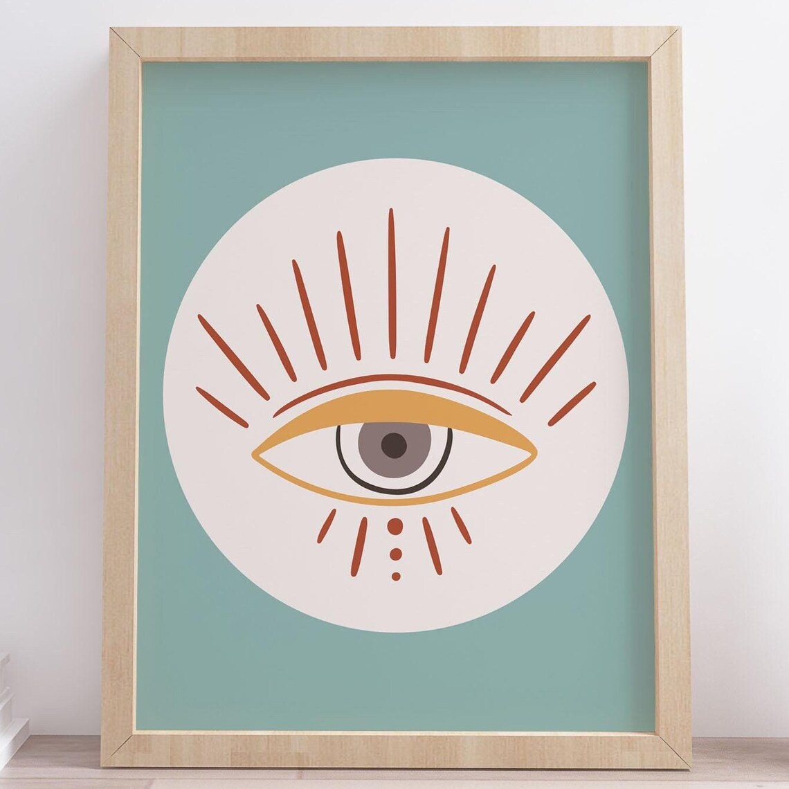 Brown Eye Print Bohemian Decor Hippie Art Cute Modern Boho Print Home Decor Mystical Wall Art Instant
