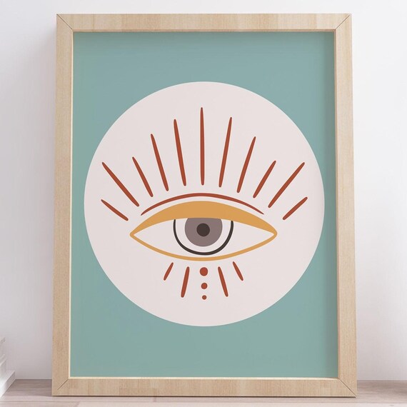 Brown Eye Print Bohemian Decor Hippie Art Cute Modern Boho Print Home Decor Mystical Wall Art Instant