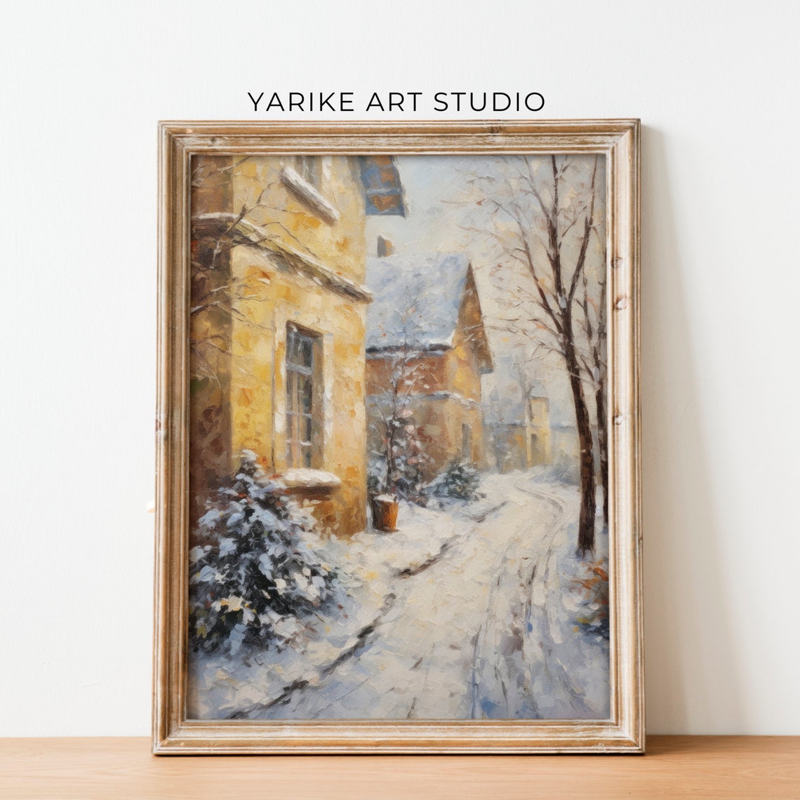 Winter Village Art Vintage Christmas Wall Art Landscape Painting Christmas Village Art Christmas Print Winter Print Holiday Decor Snow 448 - Image 6