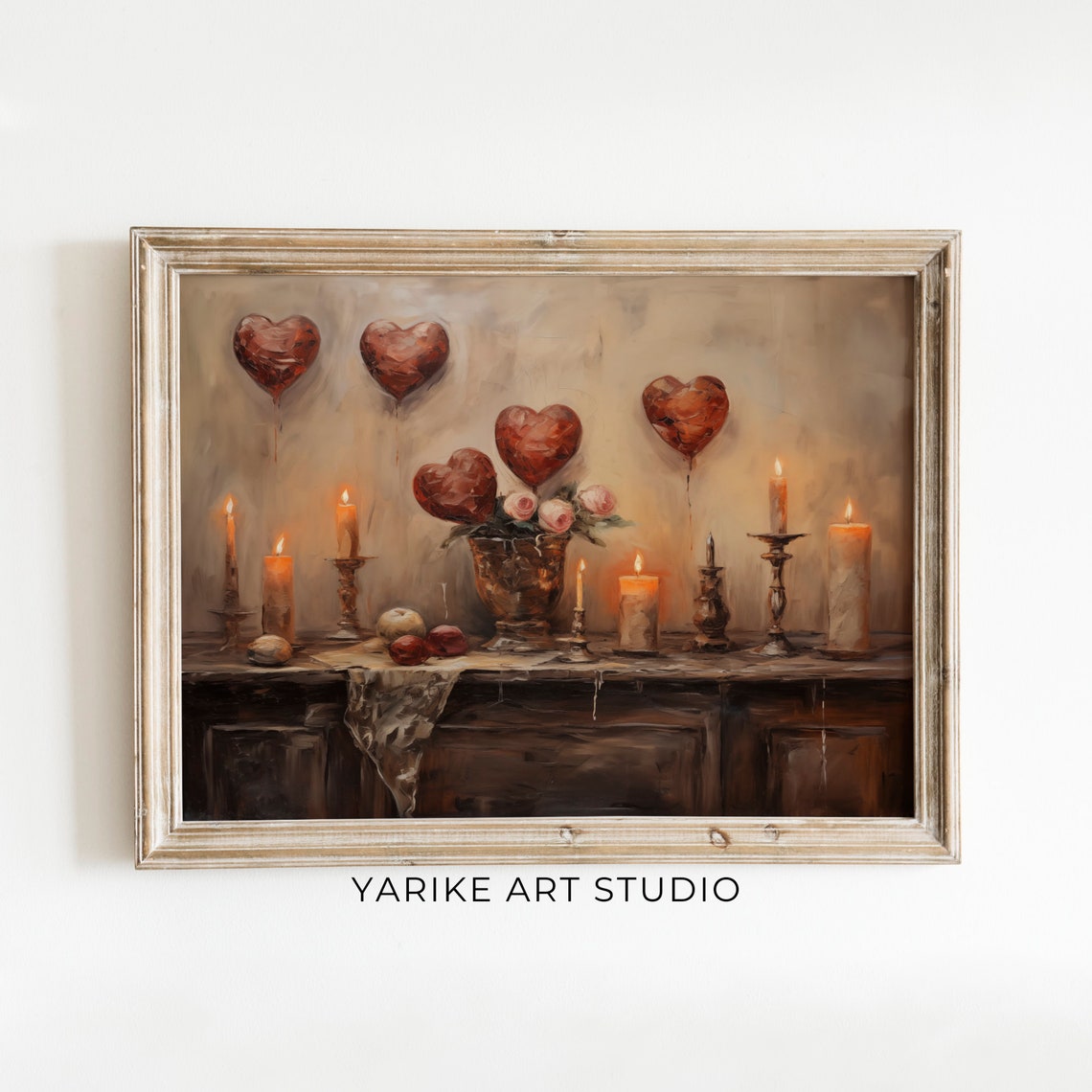 Dark Romantic Still Life Heart Balloons Candles Roses Poster - Image 6