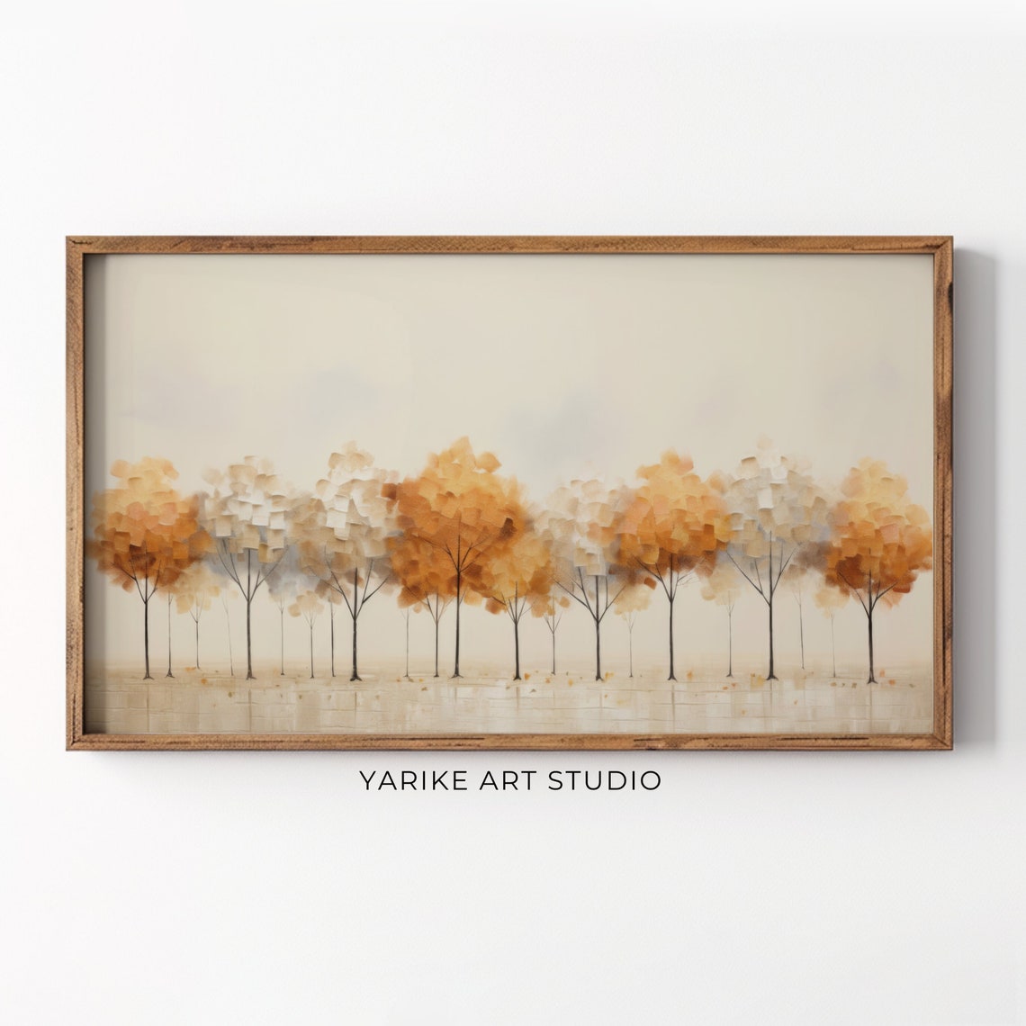 Row of Golden Autumn Trees Minimalist Mosaic Fall Art Poster