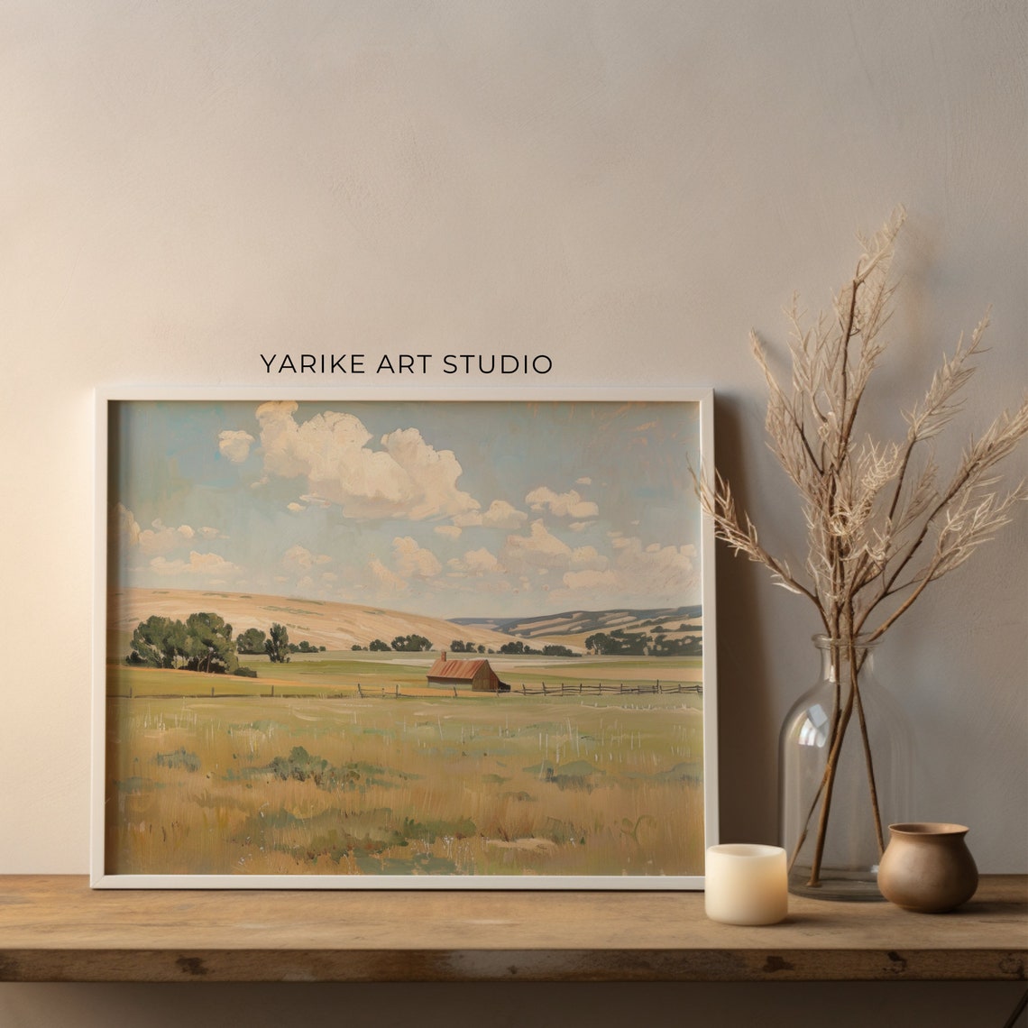 Vintage Red Barn Farmland Rolling Hills Rustic Country Poster - Image 2