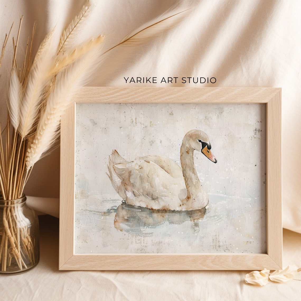 Vintage Swan Portrait Painting Rustic Wall Art Decor Vintage Farmhouse Wall Art Farm Animal Print Nursery Duck Ai Wall Art Print 644 - Image 2