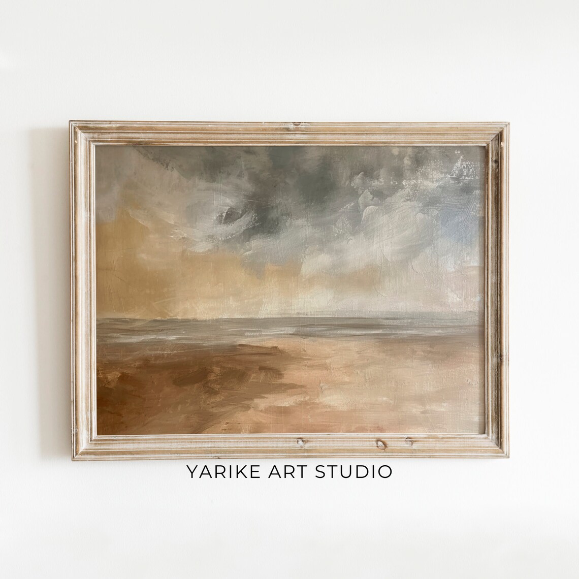 Minimalist Cloudy Seascape Muted Beach Abstract Coastal Painting Poster
