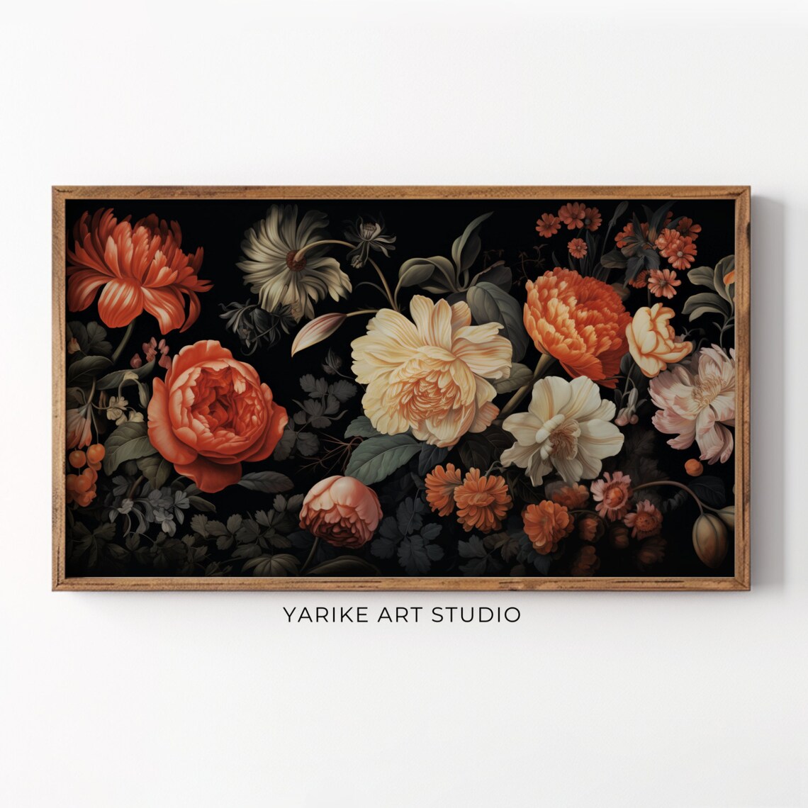 Moody Frame Tv Art Vintage Dark Flowers Painting Dark Academia Botanical Tv Art Floral Art For Tv 153