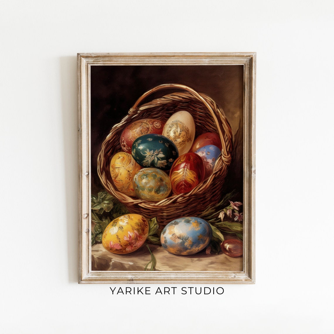 Basket Of Painted Easter Eggs Vintage Still Life Spring Poster - Image 6