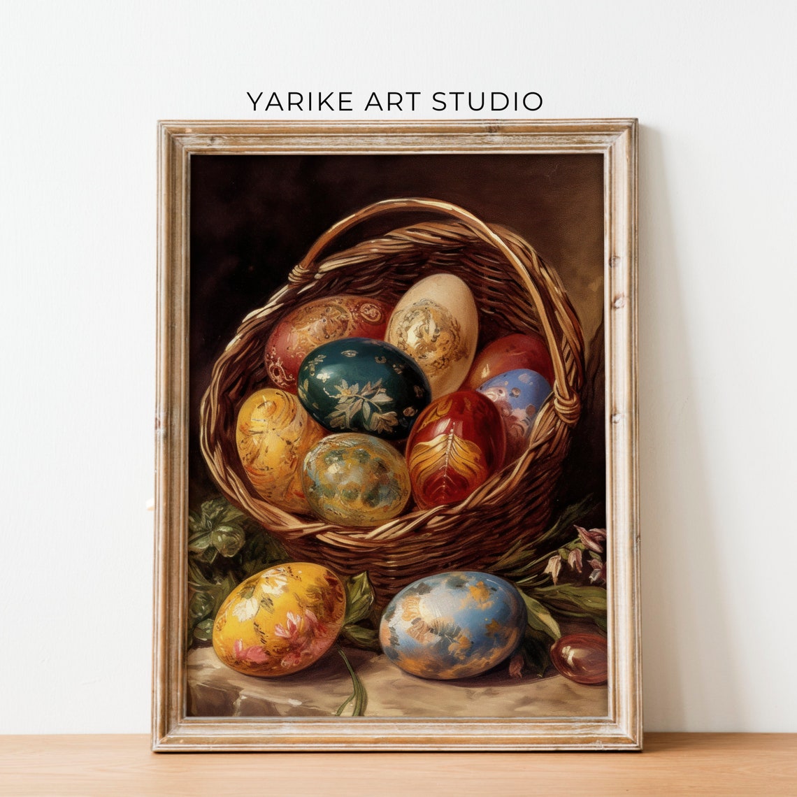 Basket Of Painted Easter Eggs Vintage Still Life Spring Poster - Image 4