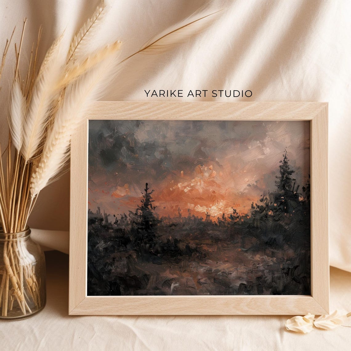 Moody Forest Sunset Evergreens Dark Atmospheric Landscape Poster - Image 6