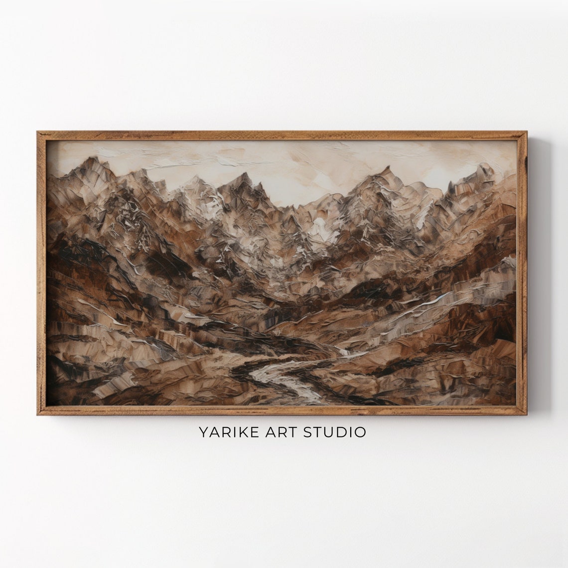 Neutral Mountain Abstract Brown Textured Ridges Modern Poster