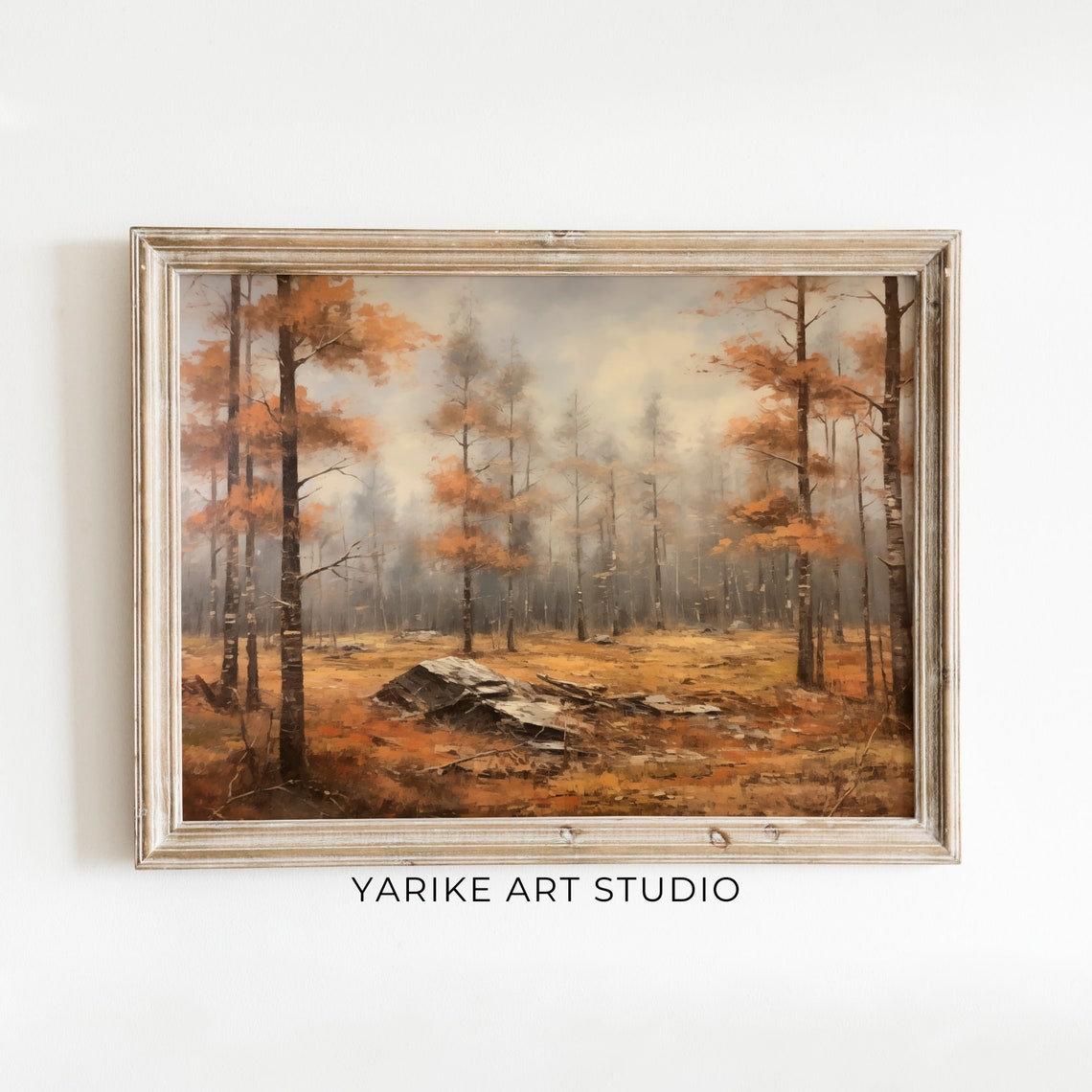 Orange Autumn Forest Misty Fall Foliage Rustic Woodland Poster