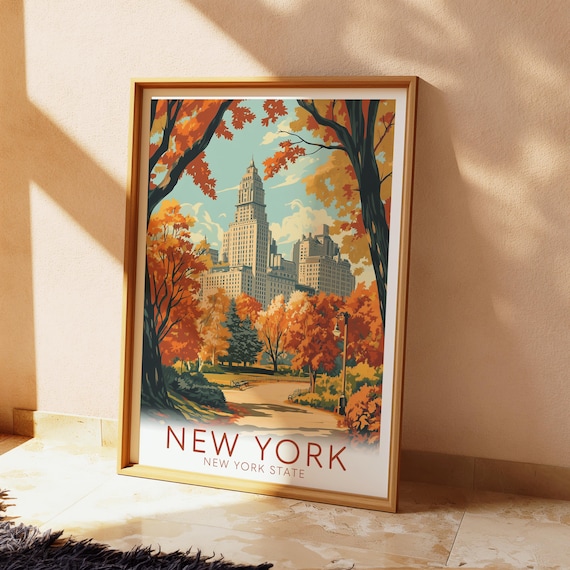 Fall New York Retro Travel Poster