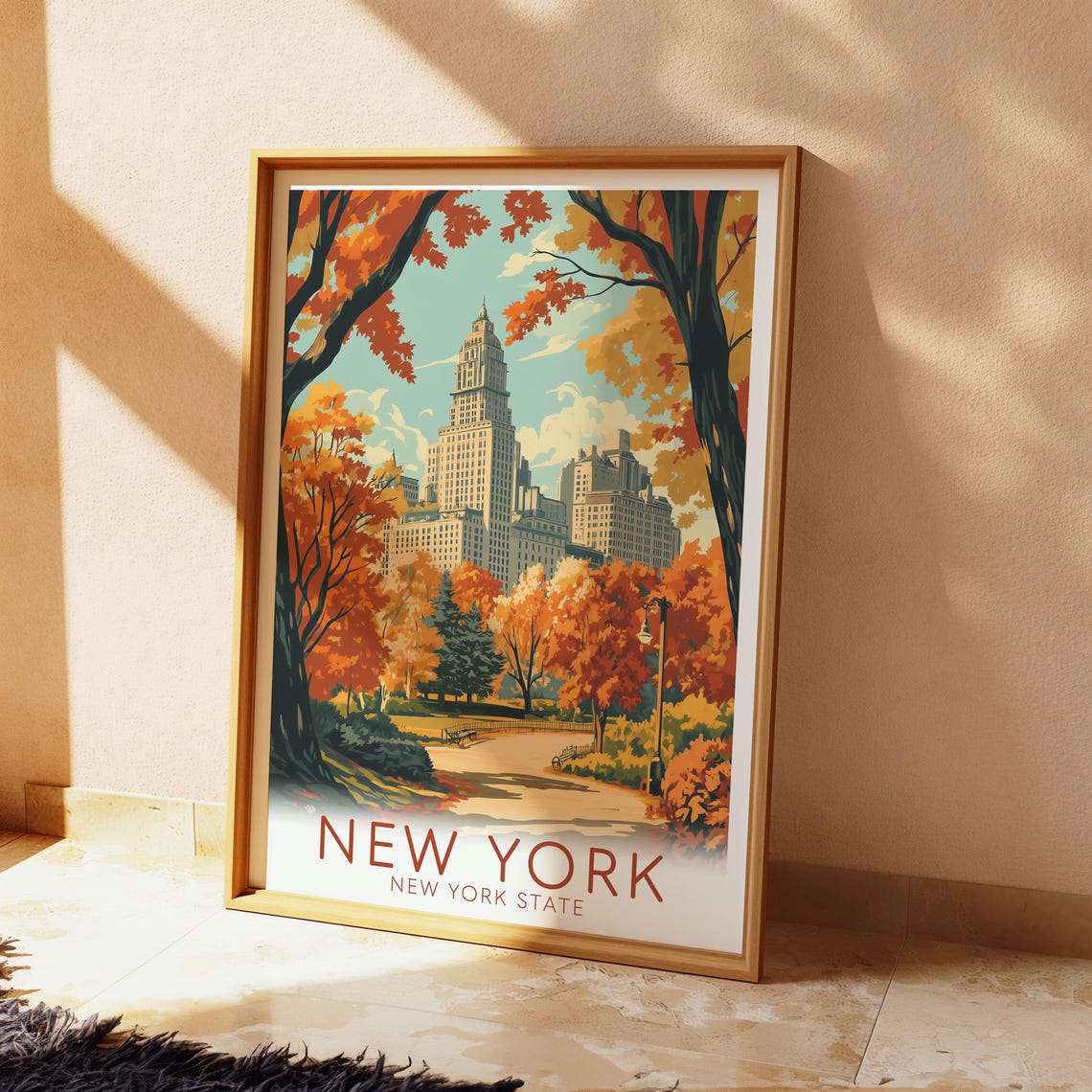 Fall New York Retro Travel Poster