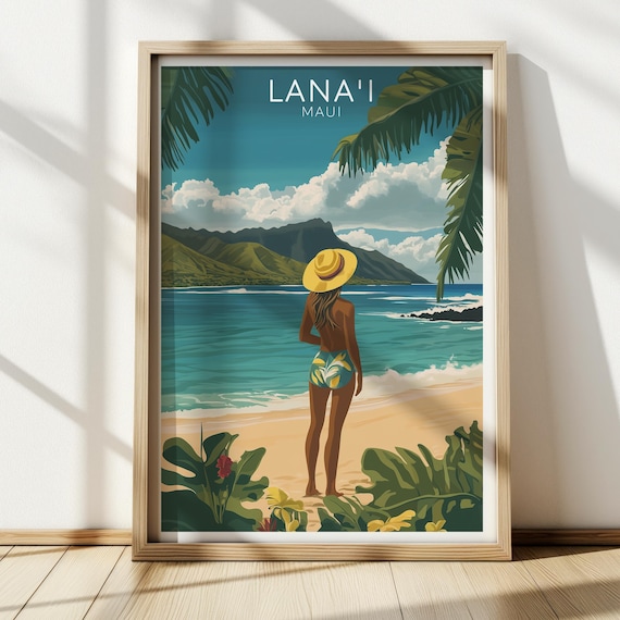 Lanai Maui Hawaii Vintage Travel Poster