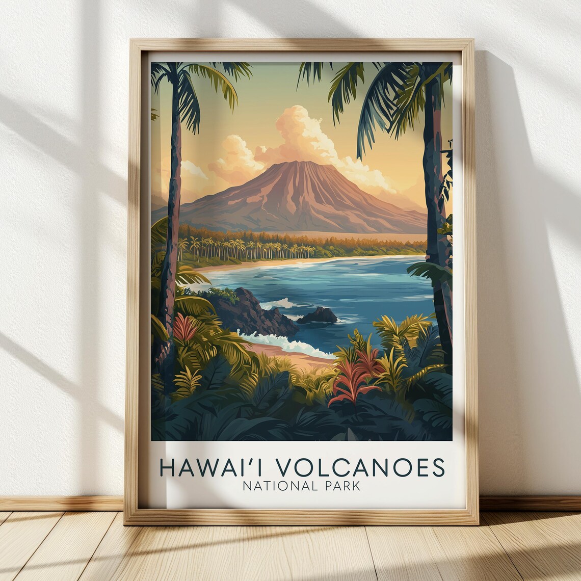 Hawaii Volcanoes National Park Palm Beach Mountain View Travel Poster