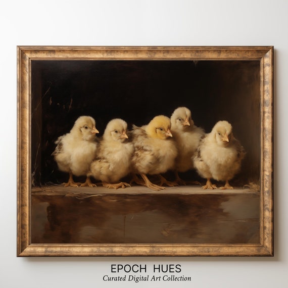 Adorable Baby Chickens Painting Farm Animal Nursery Wall Art Cute Chicks