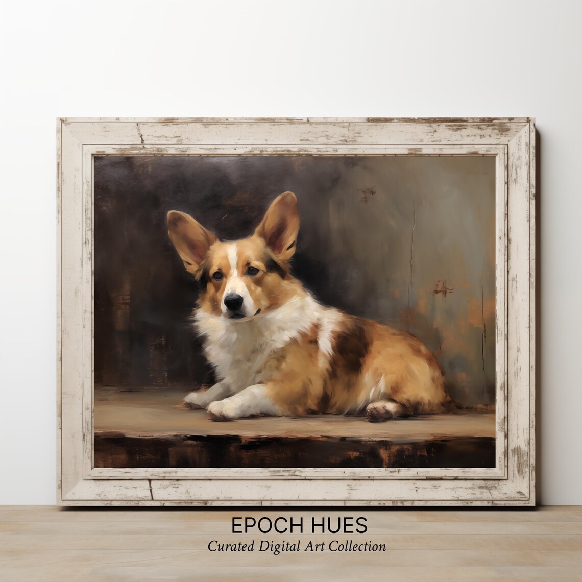 Corgi Dog Lying Down With Alert Ears Warm Vintage Pet Poster - Image 2