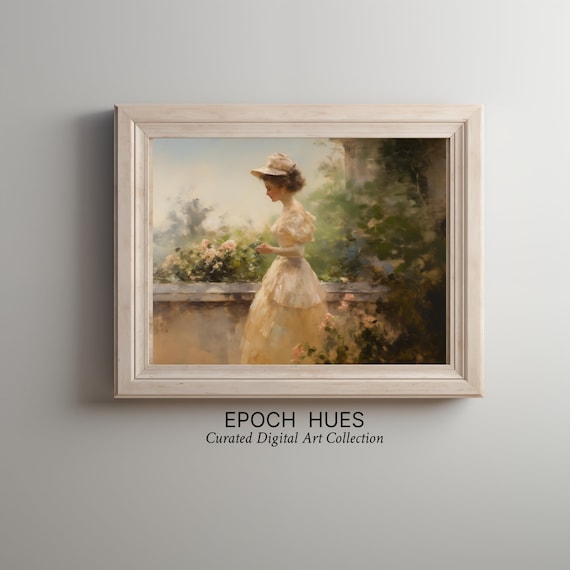 Victorian Lady In A Rose Garden Elegant Vintage Style Art Poster