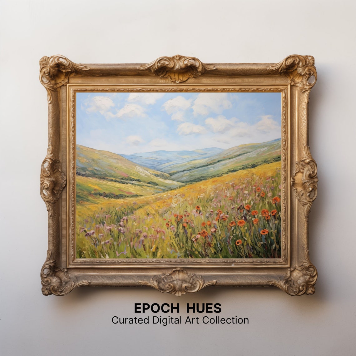 Wildflower Meadow Hillside Poppies Impressionist Spring Poster - Image 2