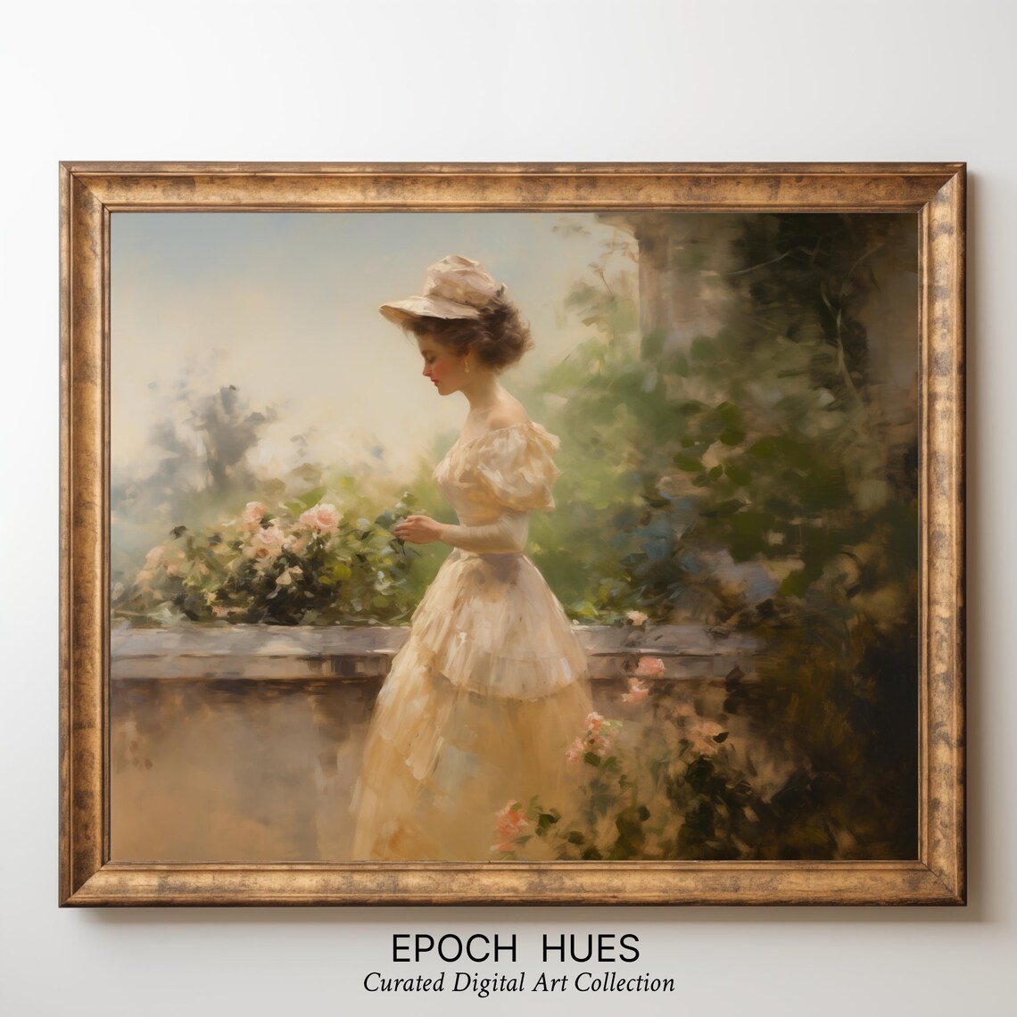 Victorian Lady In A Rose Garden Elegant Vintage Style Art Poster - Image 3