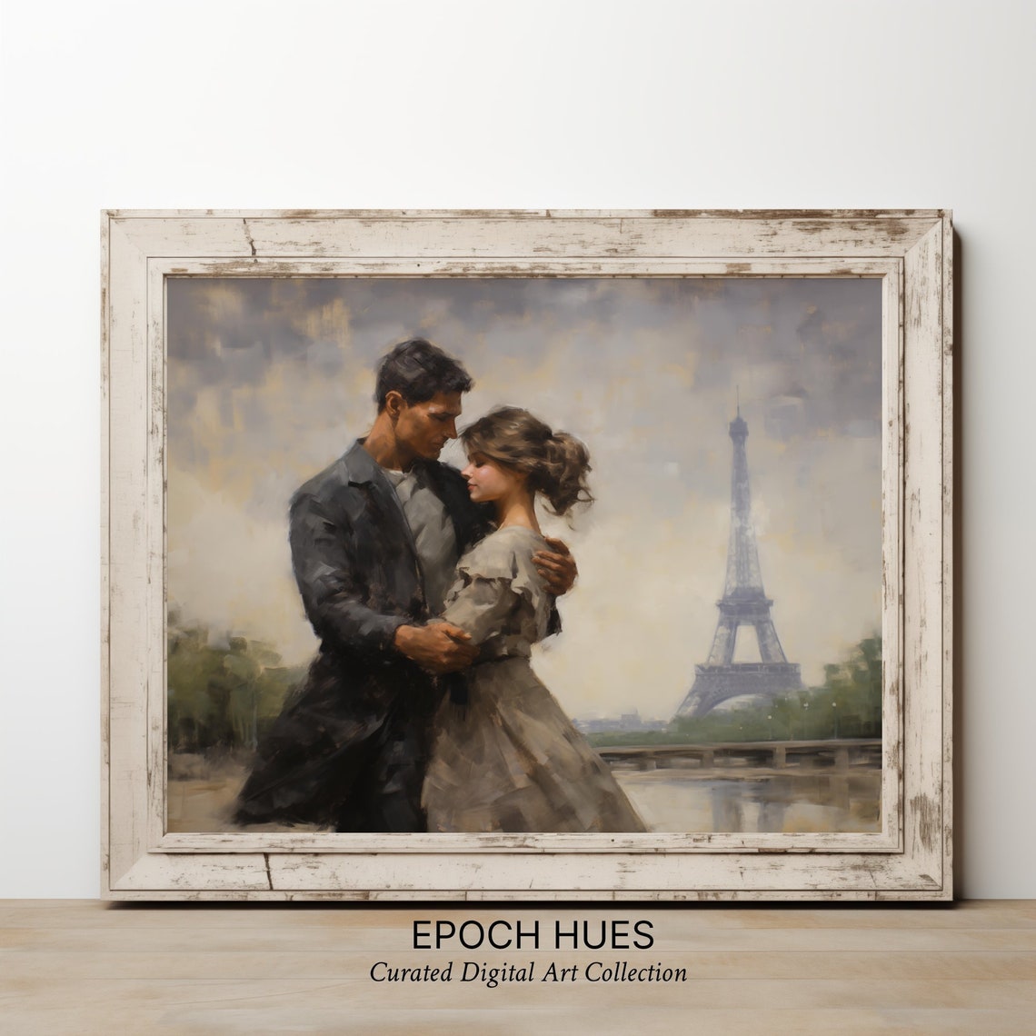 Couple Dancing in Paris With Eiffel Tower Romantic Art Poster - Image 3