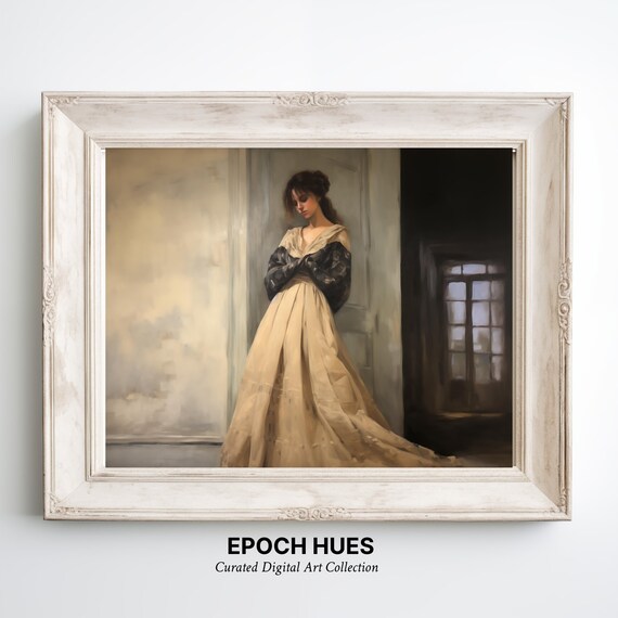 Woman In A Golden Gown By A Doorway Moody Classic Style Poster