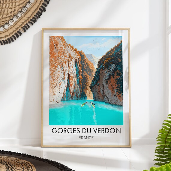 Gorges du Verdon France Kayakers Turquoise Canyon Travel Poster