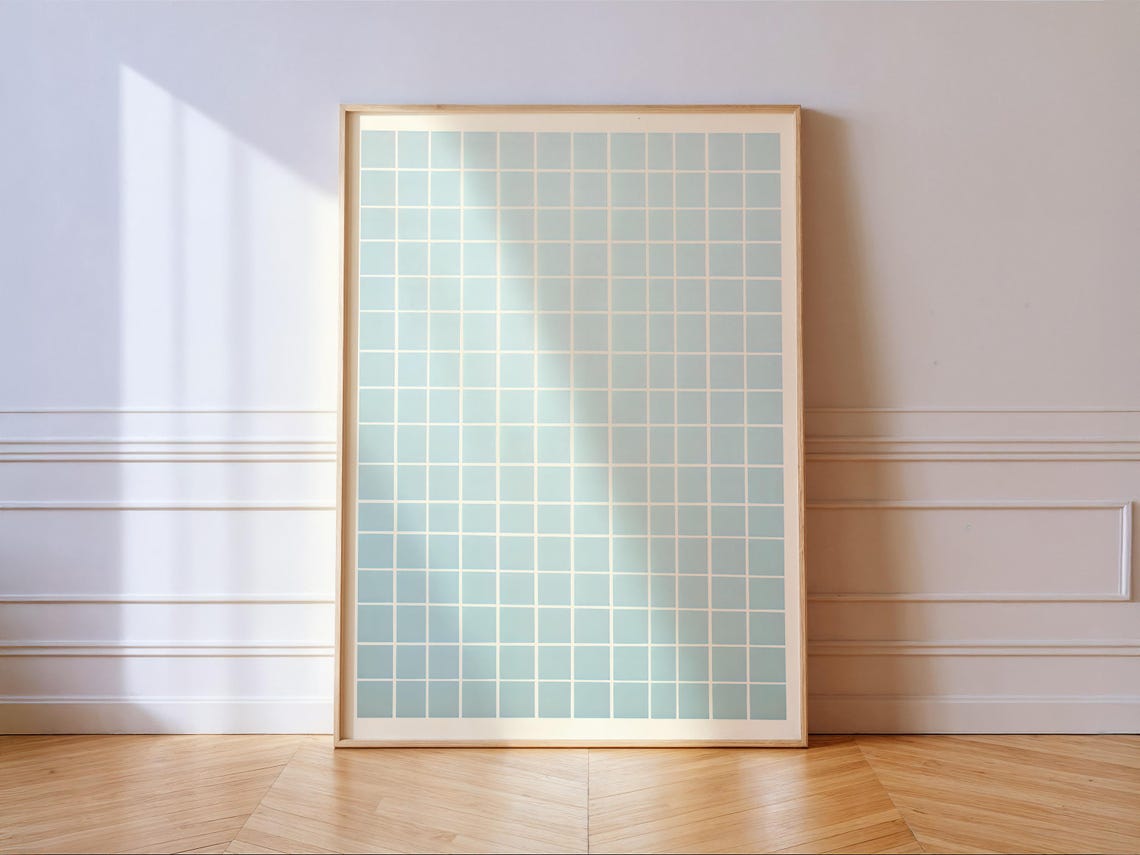 Bauhaus Pastel Blue Grid Art Print