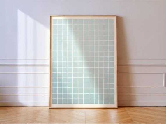 Bauhaus Pastel Blue Grid Art Print